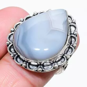 Ювелирное кольцо из стерлингового серебра 925 пробы с ботсванским агатом, размер 7,5 B8w47 7.5 чёрный