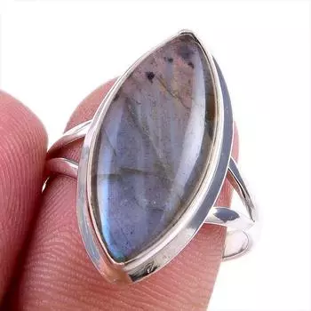 Ювелирное кольцо из стерлингового серебра 925 пробы с натуральным лабрадоритом, размер 9 I7Z34