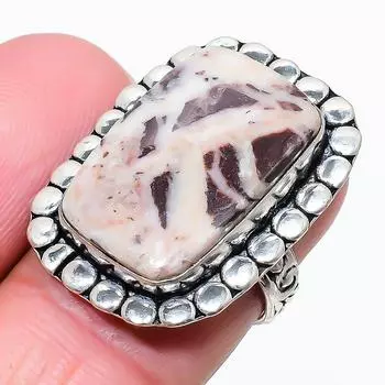 Ювелирное кольцо из стерлингового серебра 925 пробы с драгоценным камнем капучино яшма, размер 7 h1i80 7 коричневый