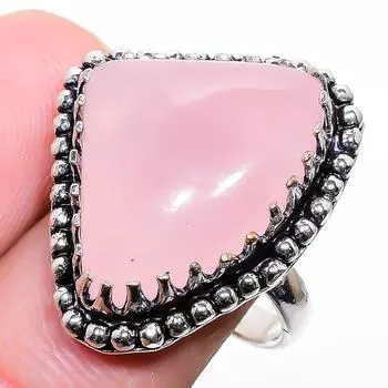 Ювелирное кольцо из стерлингового серебра 925 пробы с розовым кварцем ручной работы 7 W7Z41 7 розовый