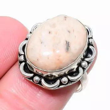 Ювелирное кольцо из стерлингового серебра 925 пробы с оранжевым авантюрином, размер 7, E5J62 7 оранжевый