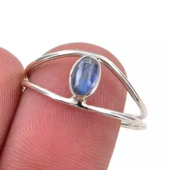 Ювелирное кольцо из стерлингового серебра 925 пробы с натуральным кианитом ручной работы, размер 8,5 y3P05