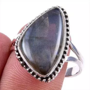 Ювелирное кольцо из стерлингового серебра 925 пробы с натуральным лабрадоритом, размер 10 p8I64