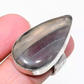 Ювелирное кольцо из стерлингового серебра 925 пробы с флюоритом, размер 6,5 y3n40 6.5 чёрный