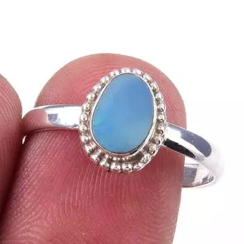 Ювелирное кольцо из стерлингового серебра 925 пробы с натуральным австралийским опалом S.9 W5d05