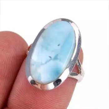 Ювелирное кольцо из стерлингового серебра 925 пробы с натуральным драгоценным камнем Republic Larimar, размер 5,5 P9M12