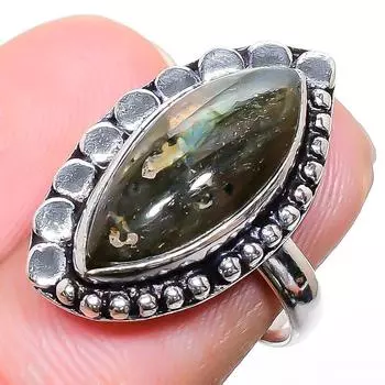 Ювелирное кольцо из стерлингового серебра 925 пробы с лабрадоритом ручной работы 4,5 B8c29 4.5 чёрный