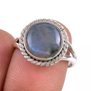 Ювелирное кольцо из стерлингового серебра 925 пробы с натуральным лабрадоритом S.6.5 n9U26