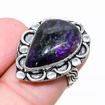 Ювелирное кольцо из стерлингового серебра 925 пробы с российским чароитом, размер 6 c2t56 6 фиолетовый