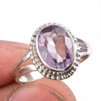Ювелирное кольцо из стерлингового серебра 925 пробы с натуральным розовым аметистом S.6 f8l70