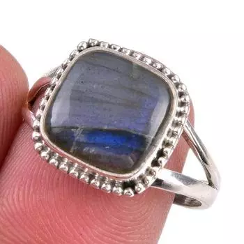 Ювелирное кольцо из стерлингового серебра 925 пробы с натуральным лабрадоритом, размер 9 O0I60