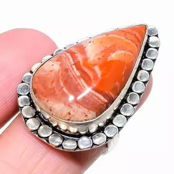 Ювелирное кольцо из стерлингового серебра 925 пробы с красным змеиным камнем, размер 8,5 S3B71 8.5 красный