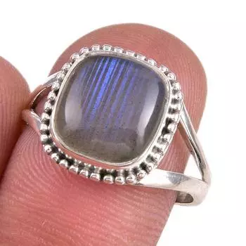 Ювелирное кольцо из стерлингового серебра 925 пробы с натуральным лабрадоритом, размер 8 s3W18