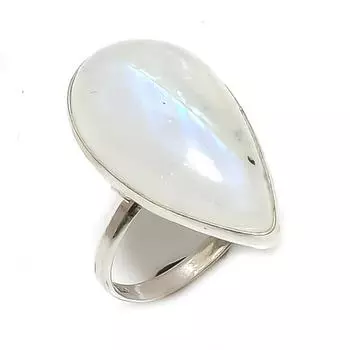 Ювелирное кольцо из стерлингового серебра 925 пробы с натуральным радужным лунным камнем, размер 7,5 R2K49