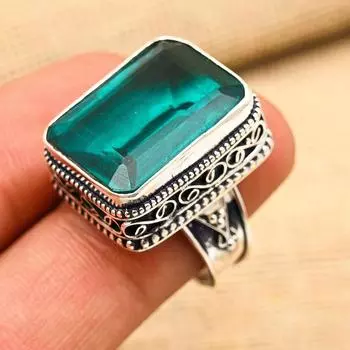 Ювелирное кольцо из твердого серебра 925 пробы ручной работы с индиколитом для подарка на помолвку 4 зелёный