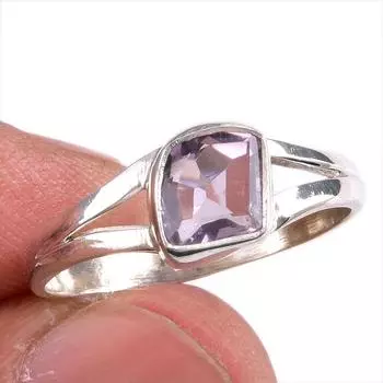 Ювелирное кольцо из твердого серебра 925 пробы с натуральным розовым аметистом ручной работы S.9 z8K64
