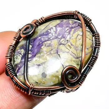 Ювелирное кольцо ручной работы из медной проволоки с драгоценным камнем Тиффани, размер 8