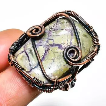 Ювелирное кольцо ручной работы из медной проволоки с драгоценным камнем Тиффани, размер 8