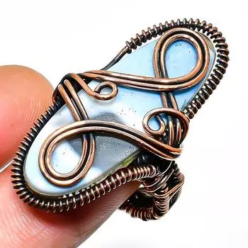 Ювелирное кольцо ручной работы из медной проволоки Owhyee с опалом, размер 8