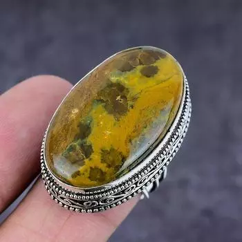 Ювелирное кольцо ручной работы из натурального океанского яшма из стерлингового серебра 925 пробы S.9 Y0M64