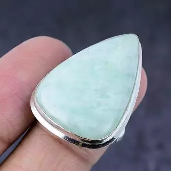 Ювелирное кольцо ручной работы из натурального амазонита из серебра 925 пробы, размер 8 b9E71