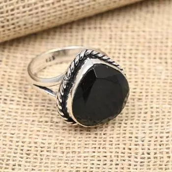 Ювелирное кольцо ручной работы из стерлингового серебра 925 пробы с черной шпинелью и драгоценным камнем для нее 4 чёрный