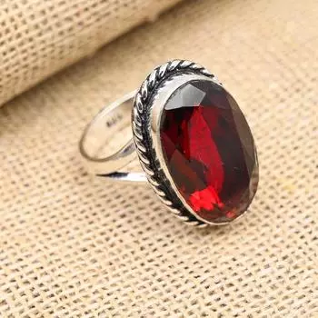 Ювелирное кольцо ручной работы из стерлингового серебра 925 пробы с роскошным красным гранатом и драгоценным камнем 4 красный