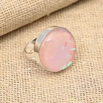 Ювелирное кольцо ручной работы из стерлингового серебра 925 пробы с розовым австралийским тройным опалом и драгоценным камнем 4 розовый