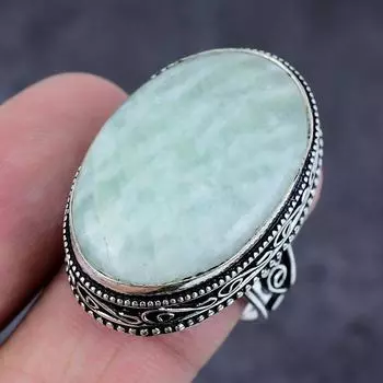 Ювелирное кольцо ручной работы из стерлингового серебра 925 пробы с натуральным аквамарином S.8 Y3O32