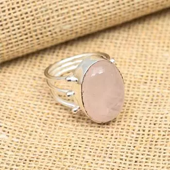 Ювелирное кольцо ручной работы из стерлингового серебра 925 пробы с великолепным розовым кварцем и драгоценным камнем для нее 4 розовый