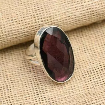 Ювелирное кольцо ручной работы из стерлингового серебра 925 пробы с красивым аметистом и драгоценным камнем для нее 4 фиолетовый