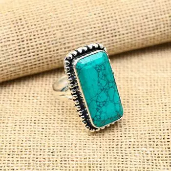 Ювелирное кольцо ручной работы из стерлингового серебра 925 пробы с бирюзовым драгоценным камнем Santa Rosa для женщин 4 синий