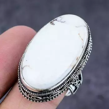 Ювелирное кольцо ручной работы из стерлингового серебра 925 пробы с натуральным драгоценным камнем дикой лошади S.8 g6o53