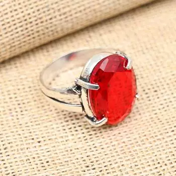 Ювелирное кольцо ручной работы из стерлингового серебра 925 пробы с красным гранатом для нее