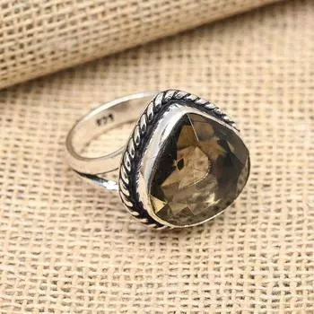 Ювелирное кольцо ручной работы из стерлингового серебра 925 пробы с дымчатым топазом, подарок для нее 4 коричневый