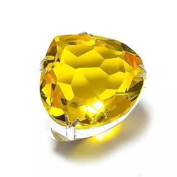 Ювелирное кольцо ручной работы из стерлингового серебра 925 пробы с натуральным цитрином, размер 8 C9v63