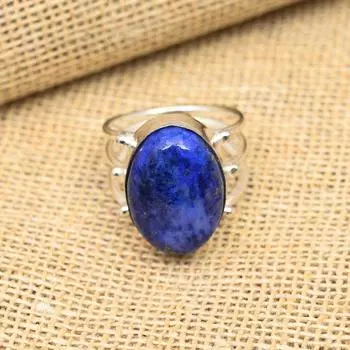 Ювелирное кольцо ручной работы из стерлингового серебра 925 пробы с лазуритом и драгоценным камнем для свадебного подарка 4 синий