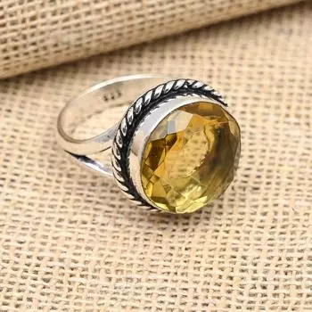 Ювелирное кольцо ручной работы из стерлингового серебра 925 пробы с цитрином для женщин 4 жёлтый