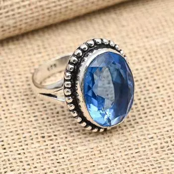 Ювелирное кольцо ручной работы из стерлингового серебра 925 пробы с танзанитом на День Благодарения 4 синий