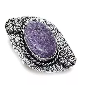 Ювелирное кольцо ручной работы из стерлингового серебра 925 пробы с натуральным пурпуритом, размер 7 b2y03