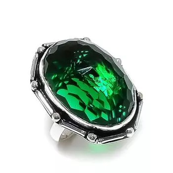 Ювелирное кольцо ручной работы из стерлингового серебра 925 пробы с натуральным драгоценным камнем перидот, размер 7 d0M54