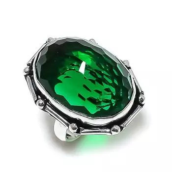 Ювелирное кольцо ручной работы из стерлингового серебра 925 пробы с натуральным драгоценным камнем перидот, размер 7,5 q7t28