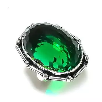 Ювелирное кольцо ручной работы из стерлингового серебра 925 пробы с натуральным драгоценным камнем перидот, размер 6,5 q7y58