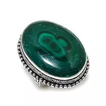 Ювелирное кольцо ручной работы из стерлингового серебра 925 пробы с натуральным малахитом, размер 9 Q4y74