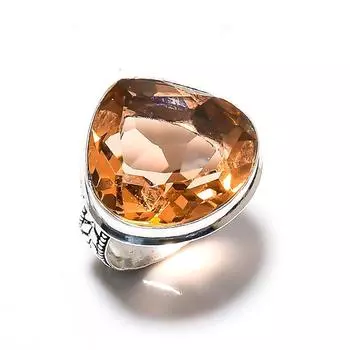 Ювелирное кольцо ручной работы из стерлингового серебра 925 пробы с натуральным морганитом, размер 8 n0g44