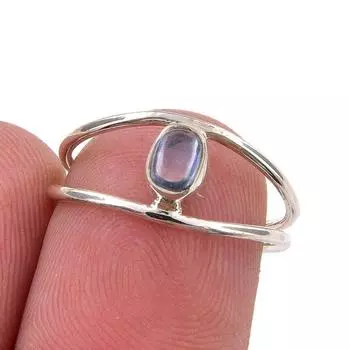 Ювелирное кольцо ручной работы из стерлингового серебра 925 пробы с натуральным кианитом, размер 6 O0R03