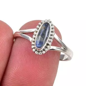 Ювелирное кольцо ручной работы из стерлингового серебра 925 пробы с натуральным кианитом, размер 9 d8h99