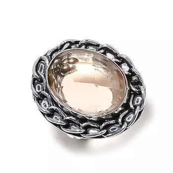 Ювелирное кольцо ручной работы из стерлингового серебра 925 пробы с натуральным морганитом, размер 7 U5W00