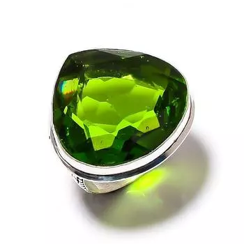 Ювелирное кольцо ручной работы из стерлингового серебра 925 пробы с натуральным драгоценным камнем перидот, размер 8 W6W14