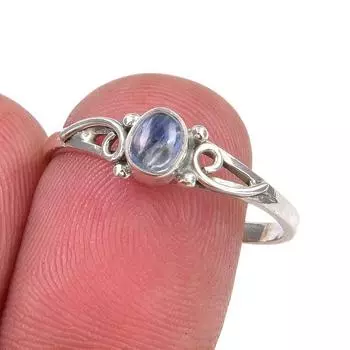 Ювелирное кольцо ручной работы из стерлингового серебра 925 пробы с натуральным кианитом, размер 9 M0L29